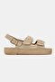 Women's Beige Suede Genuine Leather Size 36-41 Double Buckle Flat Sole Daily Espadrilles - 5