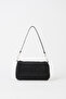 Women's Zerrin Rowed Black Stone Suede Cylinder Zipper Closure Mini Handbag and Shoulder Bag - 3