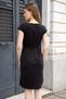 Women's Modal Silky Boat Neck Off Shoulder Knit Belted Side Slit Dress-Black - 6