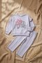 Girl's Kind Nature Printed Ruffle Detailed Lilac Tracksuit Set - Cotton Comfortable Cut Two-Piece Set - 4