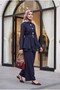 Lined Cupra Suit with Elastic Waistband, Belt, Pockets and Trousers - Dark Blue