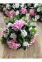 ترتيب زهور طاولة الأورتانكا باللونين الأبيض والوردي الفاخر - القطر: 35-40 سم الطول: 25 سم - 2