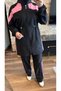 Women's Stripe Detailed Waist Gathered Hijab Tracksuit Set