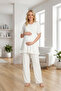 New Season Ecru Summer Design Flounce Sleeves 100% Cotton Double Breasted Maternity Pajama Set - 4