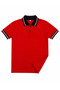 Children's Cotton Soft Textured Navy Blue Polo Collar Red School Tshirt - 3
