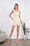 Women's Backless Draped Strap Sandy Lined Mini Dress with Shorts