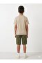 Men's Beige T-Shirt Green Shorts Set - 2