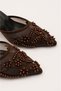 Women's Heeled Shoes with Pearl Embroidery on Tulle - 7