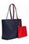 Women's Double sided Two tone Large Capacity Handbag, Fashionable Multi functional, Black and Red - 6