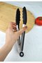 1 Piece Metal Frying Tongs with Silicone Tips, Black Color, with Lock System