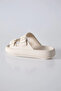 Beige High-Sole Double Buckle Men's Slippers -89302 - 2