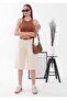 Women's Cream Belted High Waist Wide Leg 4 Pocket Bermuda Jean Denim Shorts - 4