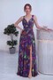 Women's Tie-Dye Patterned Thick Strap Slit Backless Maxi Woven Dress Blue, Purple, Green - 4