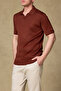 Lido Viskon Viskon Karışımlı Modern Fit Açık Kahverengi Jonny Polo Yaka Erkek Düz Polo Shirt