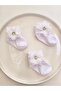 3-Piece White Decorated Baby Socks with Round Stones and Laser-Cut Roses - 5