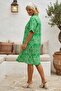 Green Shirt Collar Short Sleeve Patterned Casual Viscose Woven Dress 105 65 - 3