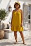 Mustard Skirt Ruffled Adjustable Strap Casual Viscose Standard Woven Dress 95 64 - 3