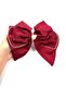 Pearl Detailed Gold Stone Satin Bow Hair Clip - 6