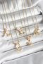 316L Steel Gold Color Letter S Zircon Stone Flower Detail Necklace - 2
