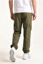 Men's Khaki Cargo Pocket Parachute Fabric Elastic Waist Loose Fit Jogger Pants - 6