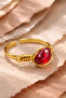 Lal Natural Stone Ring Copper (Plated on Top)