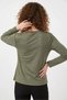 Women's Round Neck Gathered Scarf Detailed Long Sleeve Patterned Viscose Khaki Blouse - 4