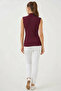 Women's Turtleneck Sleeveless Viscose Burgundy Bodysuit - 4