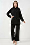 Women's Buttoned Black Hijab Suit - 3