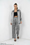 Women's High Waist Leopard Patterned Viscose Gray Suit - 3