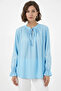 Women's Round Neck Long Sleeve Ruffle Embroidered Blue Blouse - 7