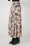 Women's Gathered Waist Patterned Chiffon Cream Skirt - 4