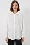 Women's Oversize Striped Viscose White Shirt - 3