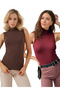 Women's Multipack Half Turtleneck 100% Cotton Sleeveless Lycra Bodysuit & Underwear