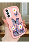 Samsung Galaxy A14 5g Compatible Case with Camera Protection Pink Silicone Couple Phone Case Butterfly Pattern