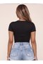 Women's Black Crop T-Shirt - Good Girl Bad Habits Printed 100% Cotton Crew Neck Crop T-Shirt - 2