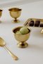 Set of 2 Gold Metal Footed Presentation Bowls / Gold Forged Pattern Serving Dishes and Snack Bowls Set - 3