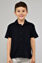 Textured Knit Shirt with Revere Collar and Short Sleeves