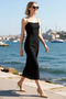 Women's Lace Strap Midi Dress Body Fitting Cutout Heart Collar Lined Knitted Comfortable Casual Casual - 2