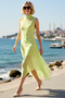 Women's Asymmetrical Cut Chiffon Lined Sleeveless Midi Dress High Neck Yoryo Woven Comfortable Casual Modern - 2