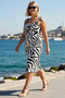 Women's Plus Size Zebra Pattern Strappy a Line Midi Knitted Dress Sweetheart Neck Sleeveless Daily Casual Modern - 2