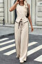 New Season Women's Sleeveless Buttoned Front Vest and Trousers Holiday Two-Piece Set - 6