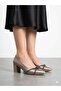 Women's Platinum Thick Heel Comfortable Fit Heeled Shoes - 3