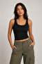 Ribbed Look Everyday Premium Thick Strap Basic Athlete Blouse