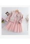 Girls Pink Tweed Jacket Dress Set, Peter Pan Collar, Long Sleeve, Button Front, 2-Piece Outfit, Party Dress, Birthday Outfit.