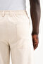 Men's Linen Striped Trousers Beige - 5