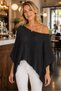 Women's Asymmetrical Cut Transparent Soft Textured Cotton Lightweight Black Knitwear Cape Poncho - 4