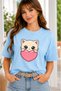 Women's Oversize T-Shirt Hearted Cat Printed 100% Cotton T-Shirt Comfortable Fit