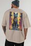 For the Love of Cats 104 Cat Printed Beige Oversize T-Shirt 100% Cotton Unisex Cat Lover Premium Design - 5