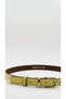 Women's Minimal Elegant Gold Three-Part Buckle Curved 2.5 cm Double Color Contrast Stitched Belt Pants Dress Coat Matching - 3