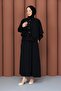 Women's Silk Cupra Suit with Sleeves, Buttons, and Cape Detail Skirt - 3